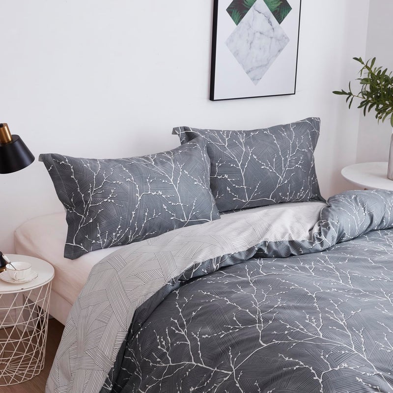 OAITE Duvet Cover Set,100% Cotton Comforter Cover with Floral Pattern Duvet Cover Set,Soft Bedding Set Includes with 3 Piece (2 Pillow Shams,1 Duvet Cover) - Image 4